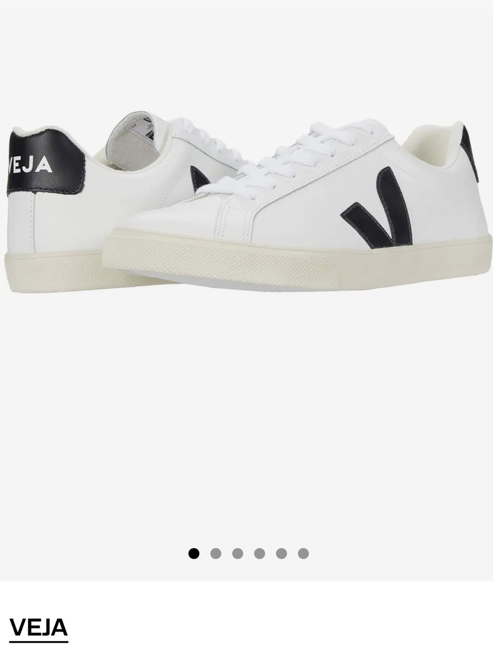 Veja White Leather Sneakers with Black V Logo Detail size 7